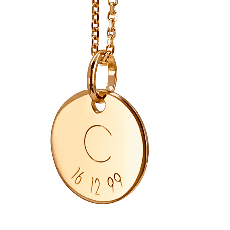 Pendentif Personnalisé Médaille Gravée Or Coeur 10 Mm - Achat / Vente