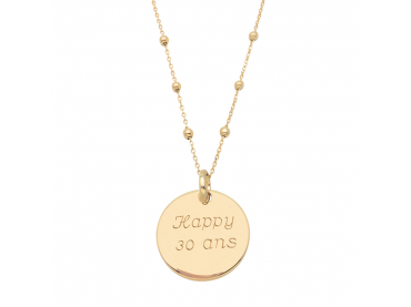 Sautoir médaille chaîne perlée