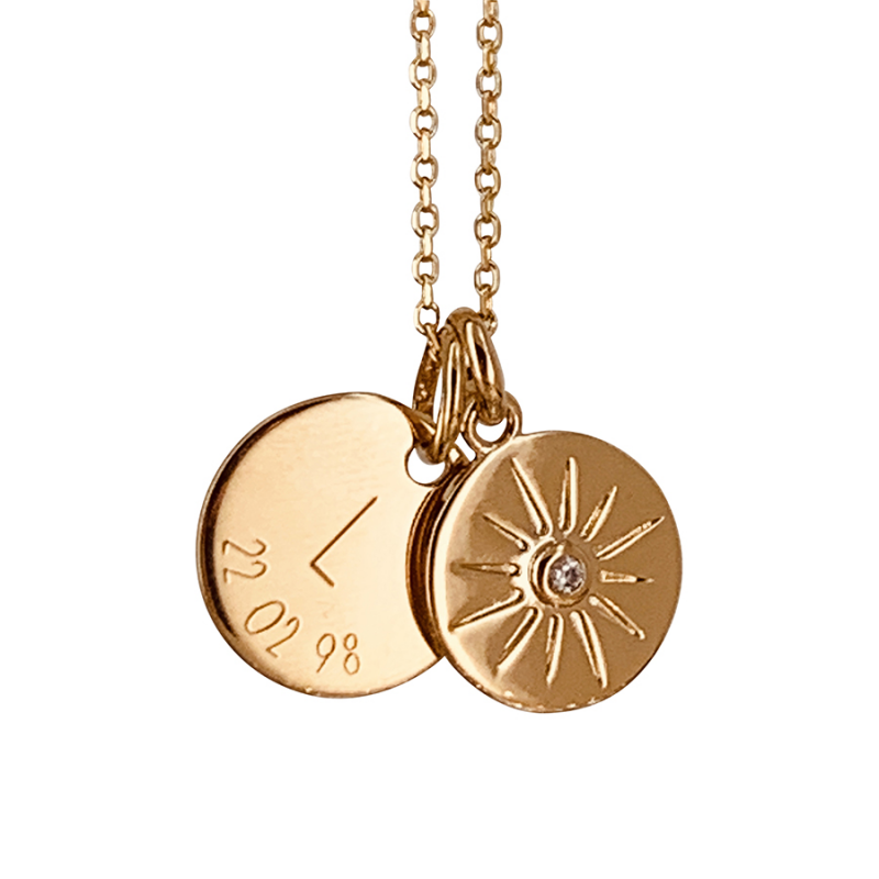 Collier médaille et soleil zirconium