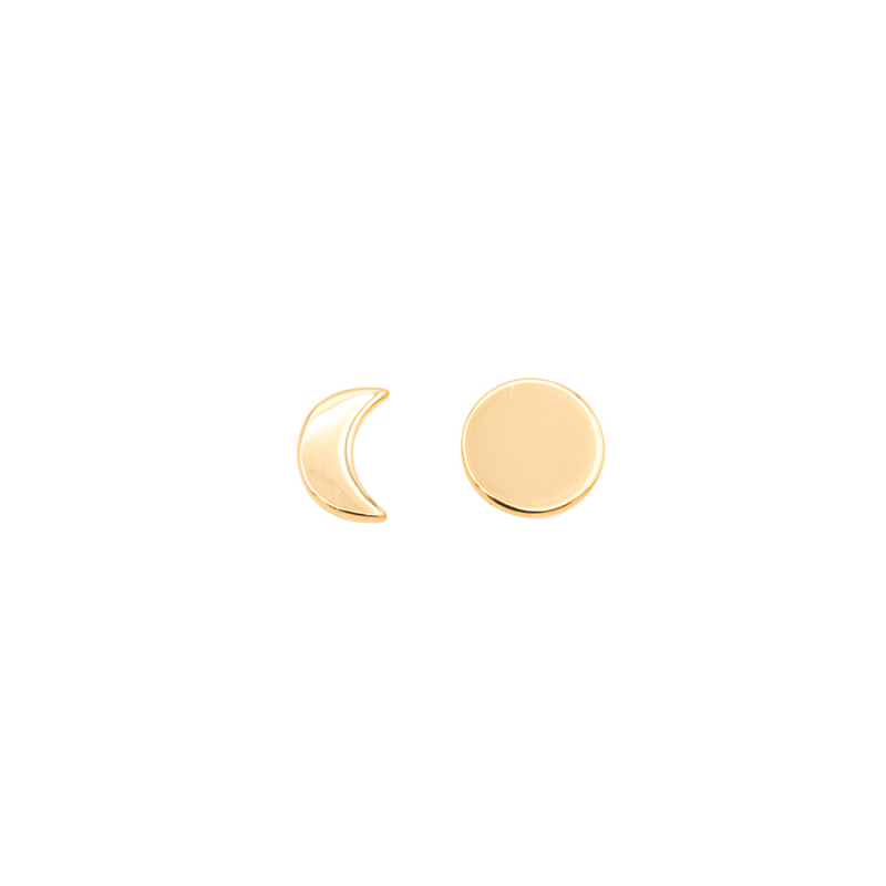 Boucles d'oreilles soleil et lune en plaqué or