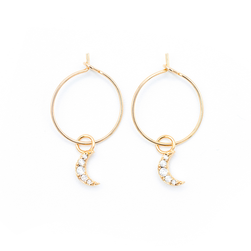 Boucles d'oreilles créoles et lunes