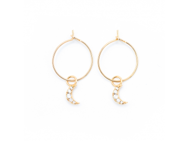 Boucles d'oreilles créoles et lunes