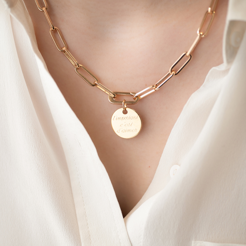 Bijoux Collier Grand Maillon Plaqué Or Bijoux Chaine Femme Collier